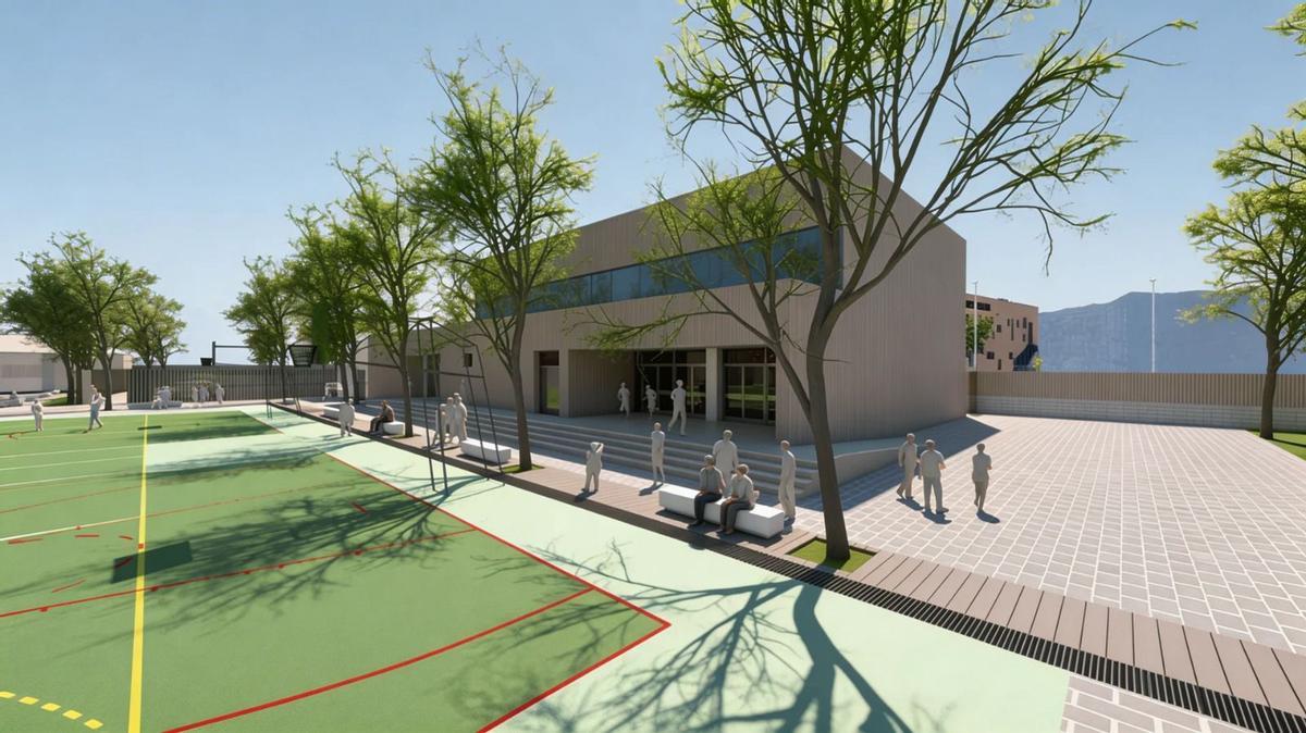 Imagen virtual de las nuevas pistas y el gimnasio.