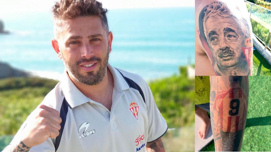 Lleva tatuado el escudo del Sporting, la camiseta de Quini y a su padre: Manu Preciado, rojiblanco a flor de piel