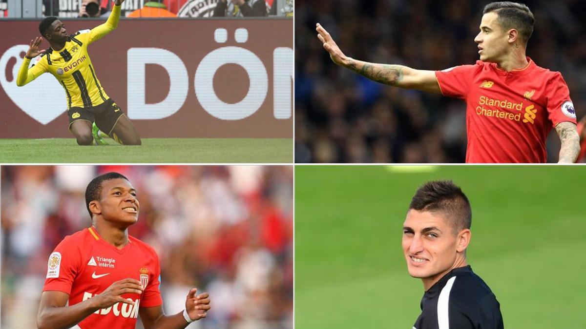 Dembélé, Coutinho, Mbappé y Verratti, las cuatro opciones de mercado