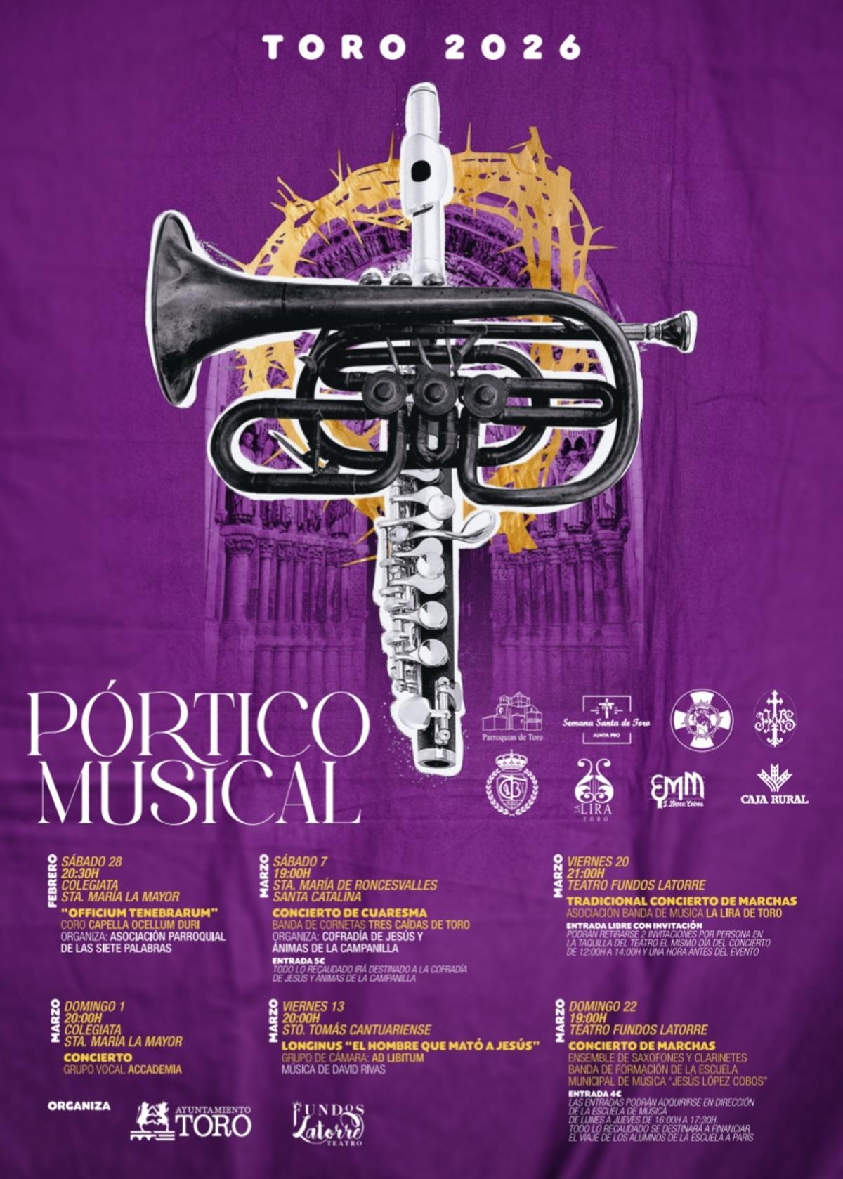 Cartel del Pórtico Musical de la Semana Santa de Toro 2026.