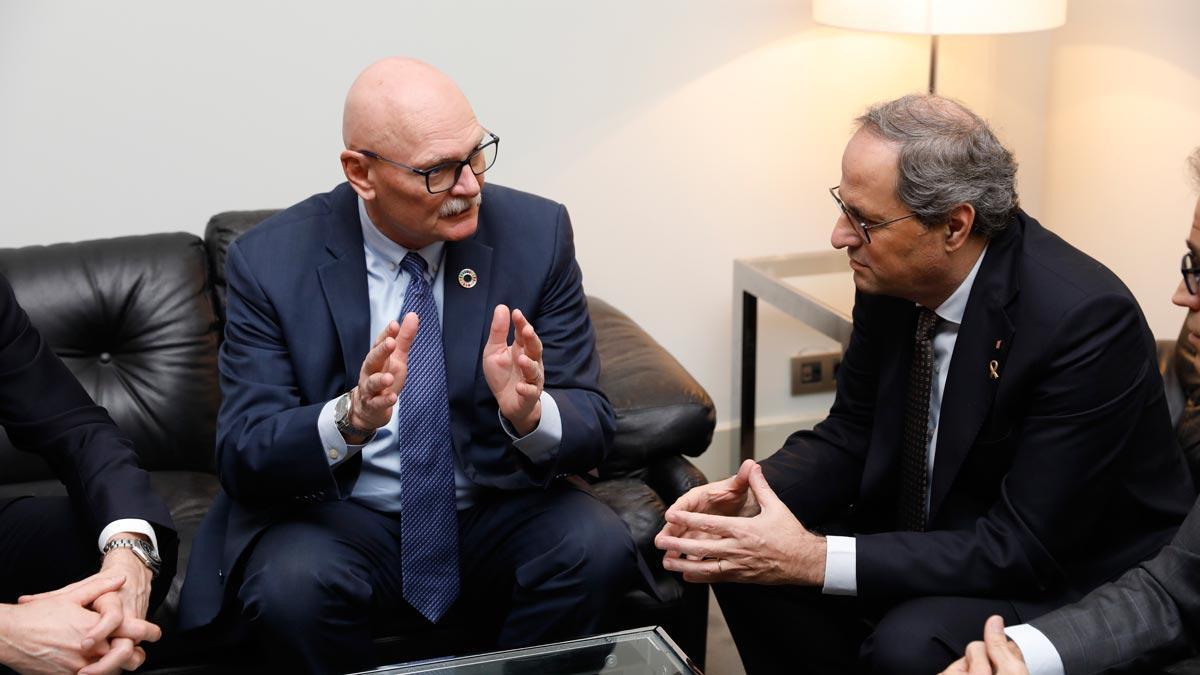 Quim Torra se reúne con John Hoffman, consejero delegado de la GSMA, tras la suspensión del Mobile World Congress