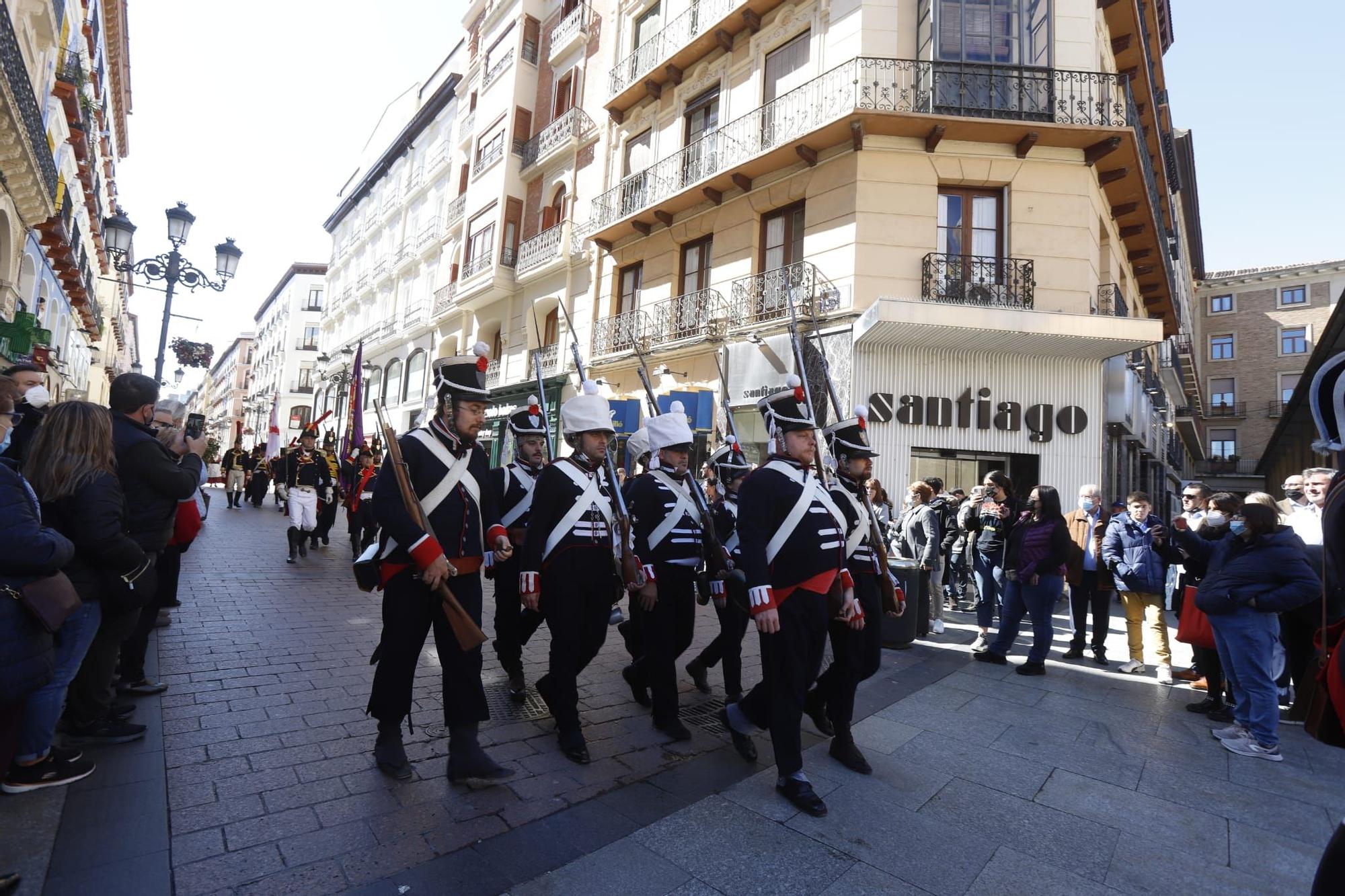 Desfile de las tropas de la recreación de los Sitios de Zaragoza