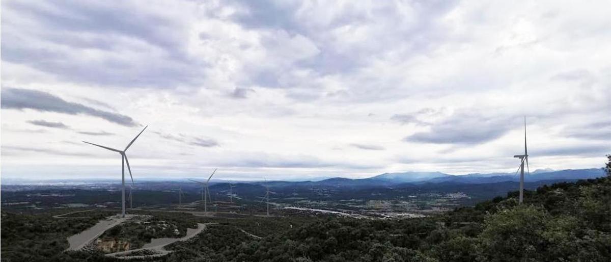 Imatge virtual del Parc Galatea des de l'Albera amb la Jonquera a la dreta