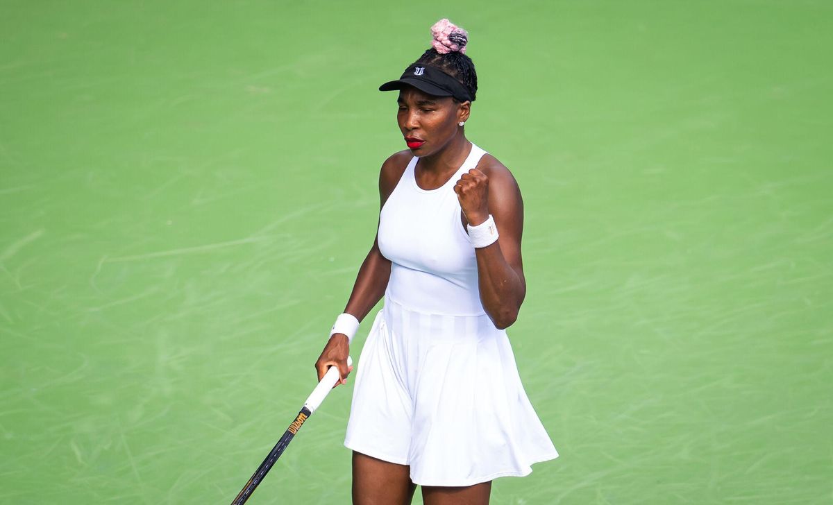 Venus Williams of the United States in action during the second round of the 2023 Western & Southern Open WTA 1000 tennis tournament
