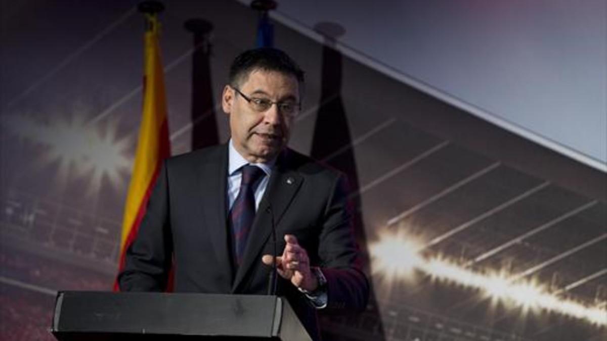 Josep Maria Bartomeu, ayer en el Auditori 1899 del Camp Nou.