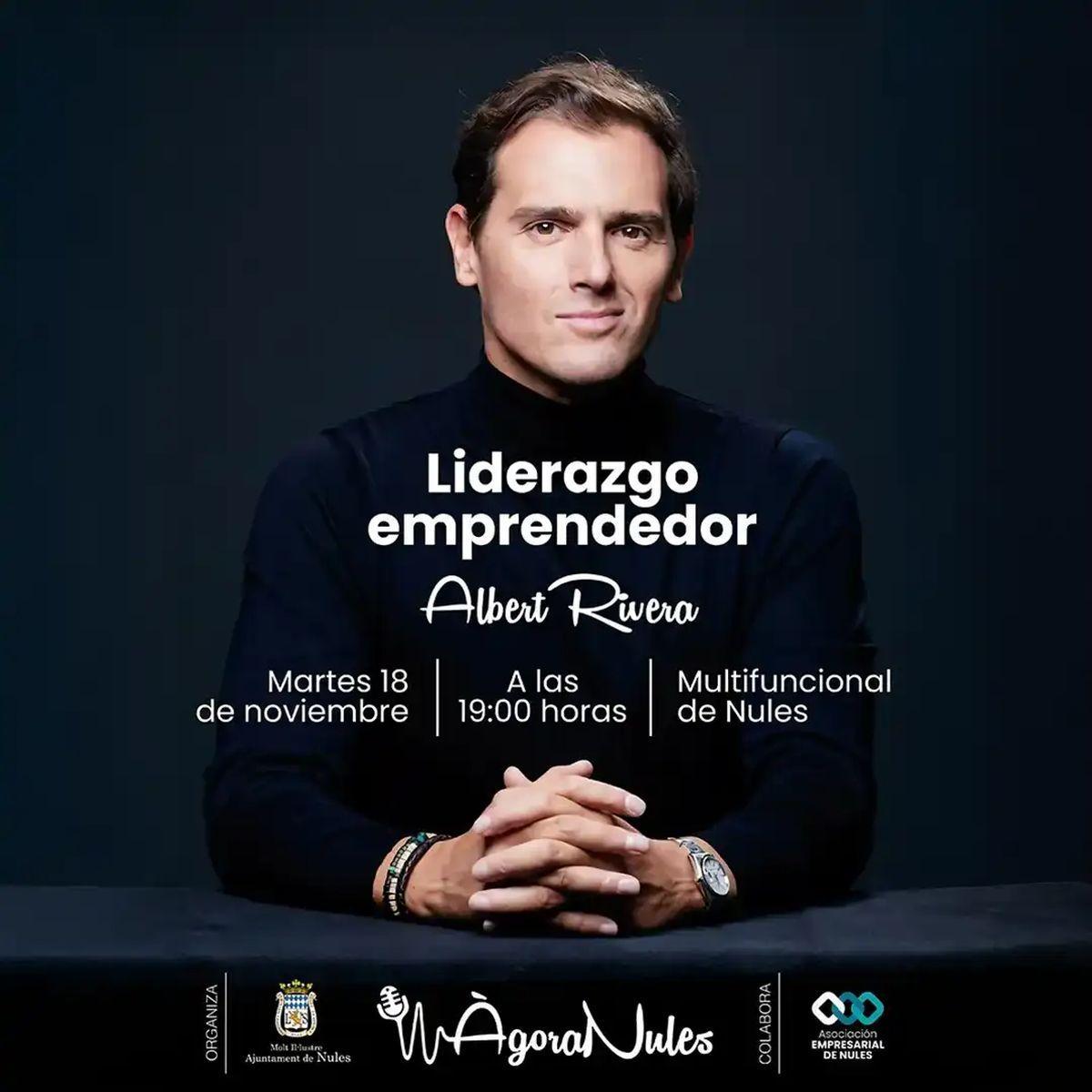 Cartel anunciador de la conferencia de Albert Rivera en Nules.