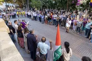 Un centenar de manifestantes protestan en la plaza Gabriel Miró de Alicante contra la ley de concordia de PP y Vox