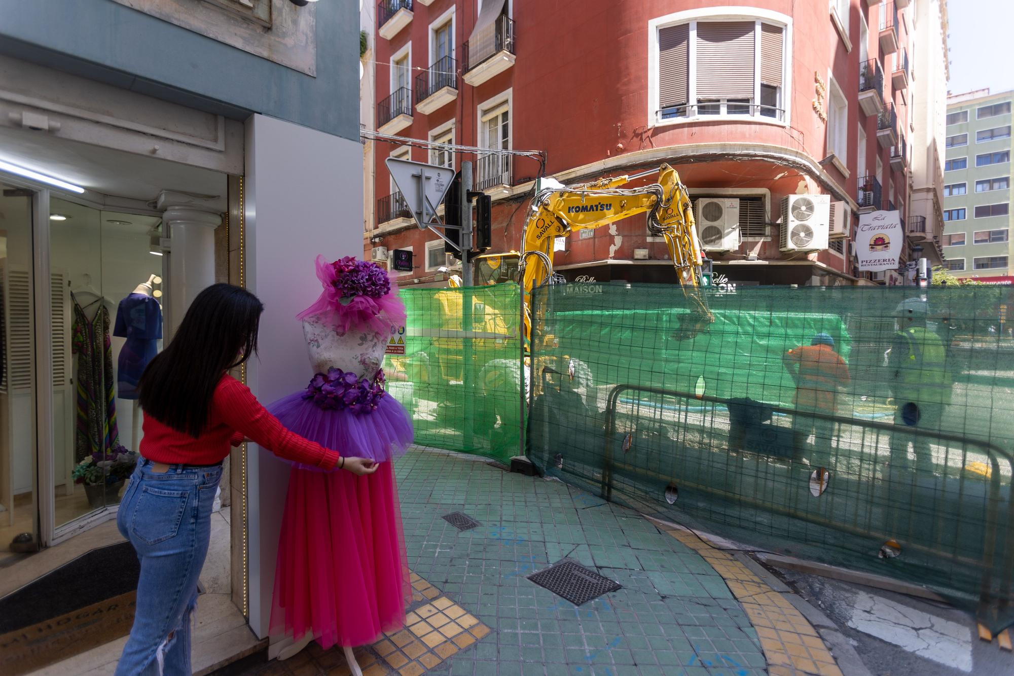 Obras en el centro comercial de la ciudad de Alicante