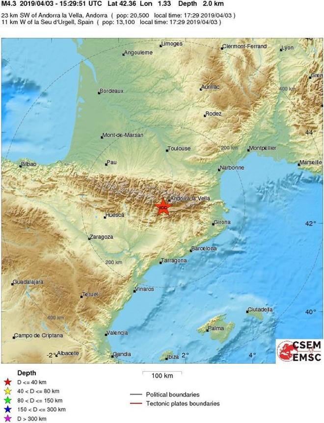 Un terremoto de 4,2 grados en el Pirineo se nota en toda Catalunya