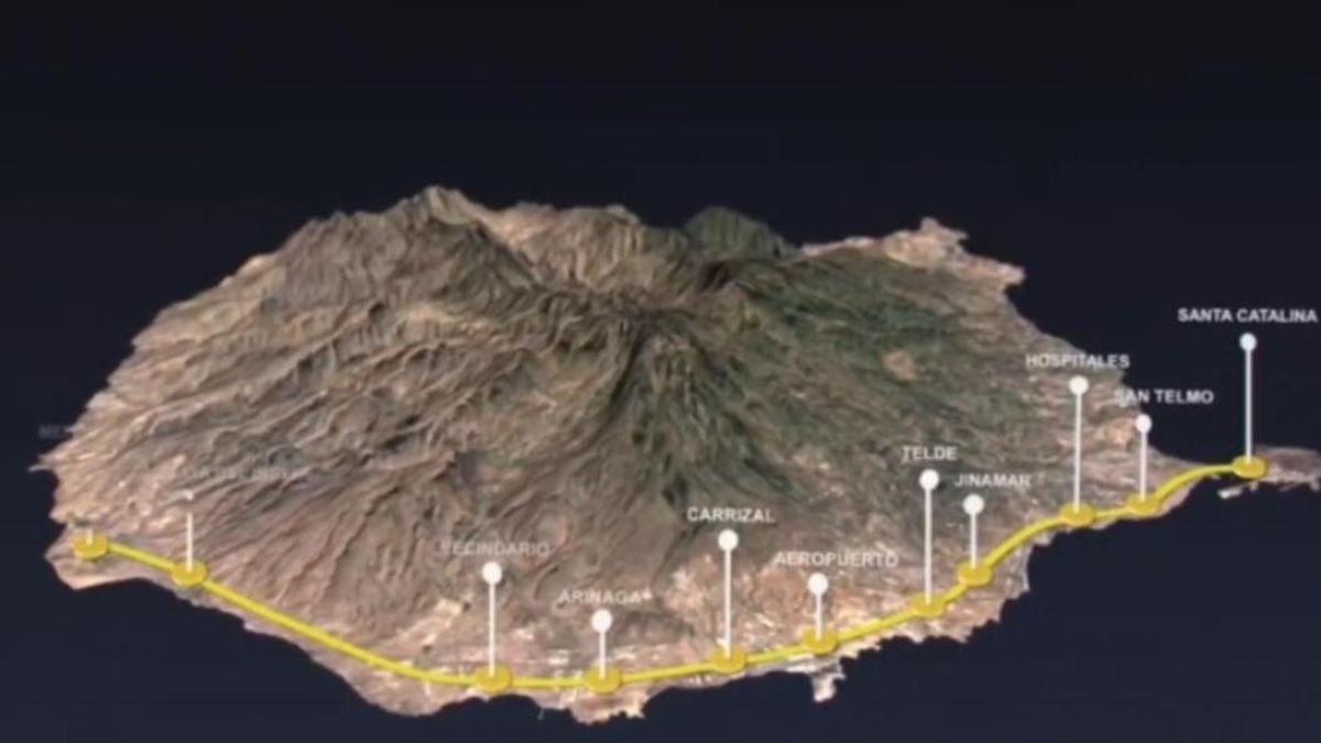 Así es la línea de tren proyectada por el Cabildo de Gran Canaria