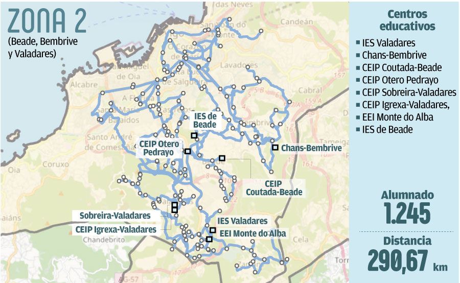 Zona 2: Beade, Bembrive y Valadares.