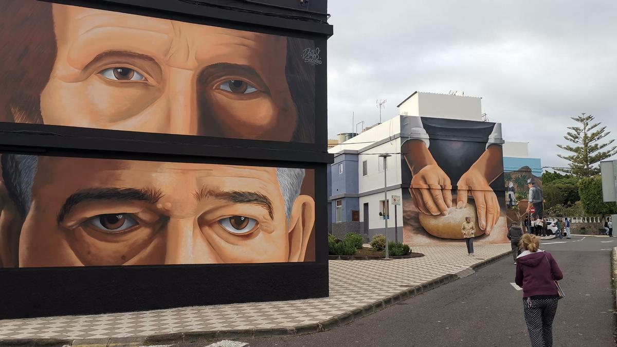 GRAN CANARIA | Agüimes se convierte en un museo al aire libre: tres nuevos murales gigantes rinden homenaje a sus vecinos