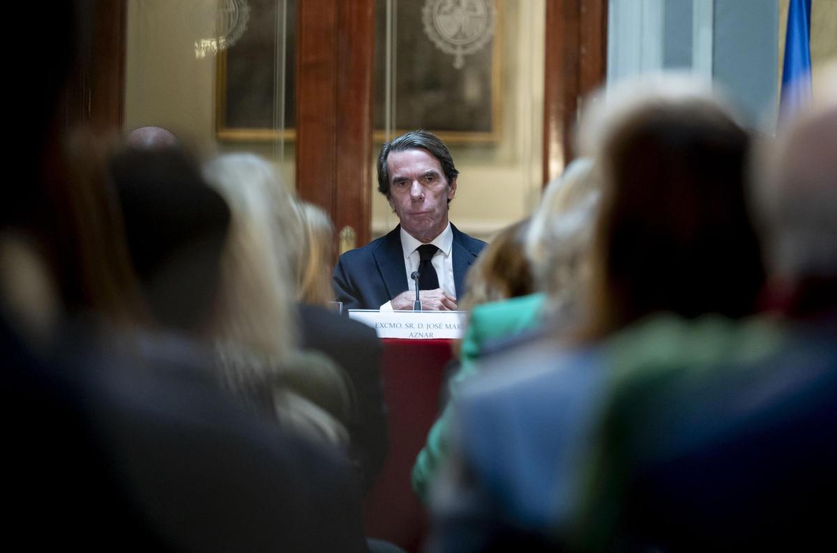 El expresidente del Gobierno, José María Aznar, durante un acto en Madrid.