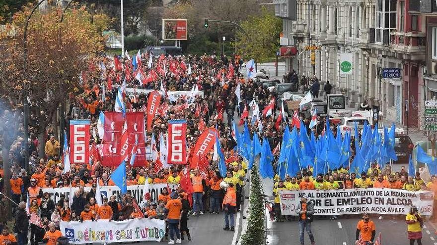 Los trabajadores de la fábrica coruñesa, durante una de sus protestas. // V. Echave