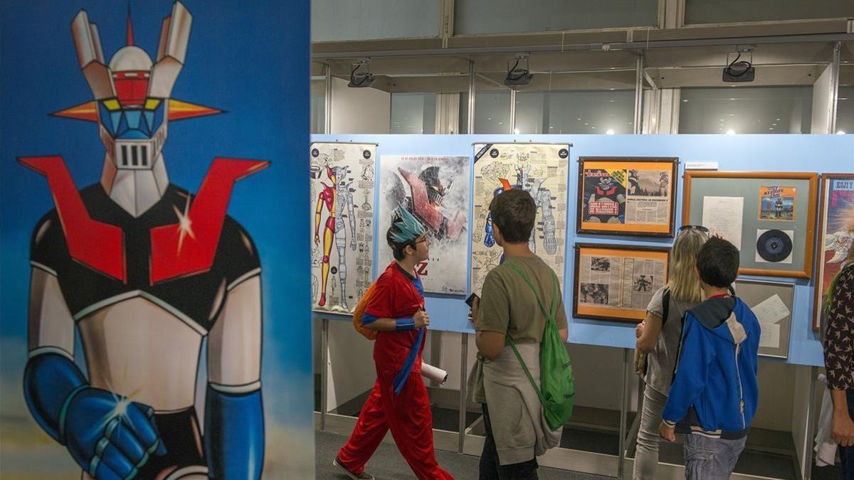Detalle de la exposición sobre Mazinger Z en el Salón del Manga.