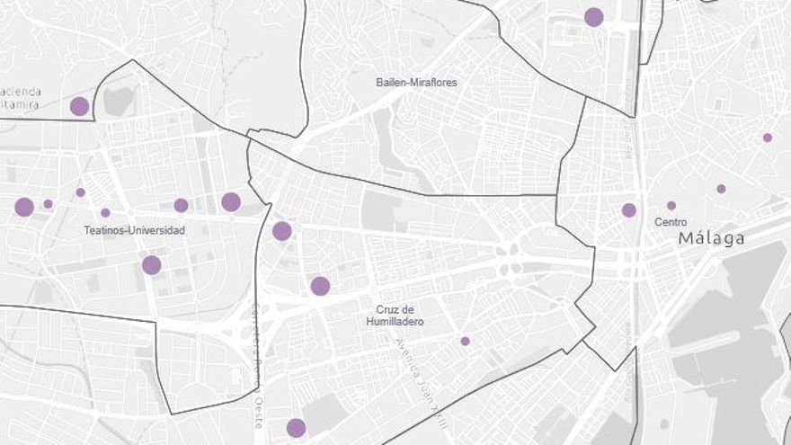 Distribución de las residencias de estudiantes en Málaga.