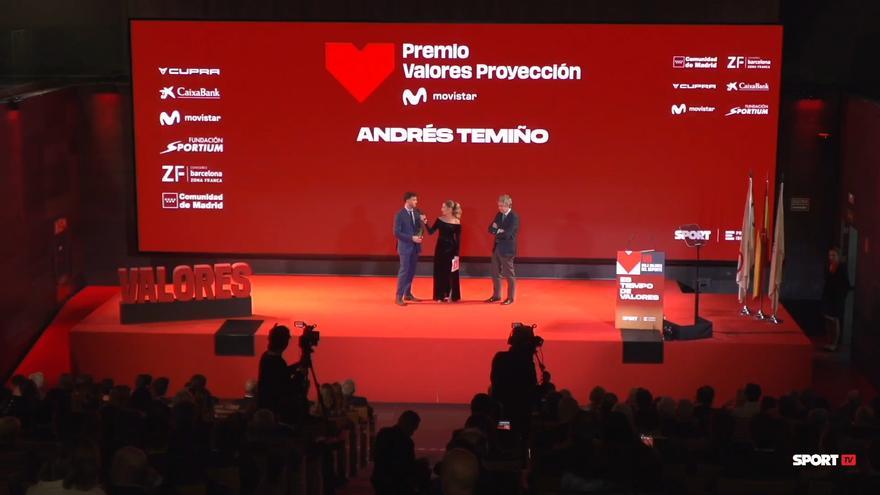 Andrés Temiño recoge el Premio Valores Proyección