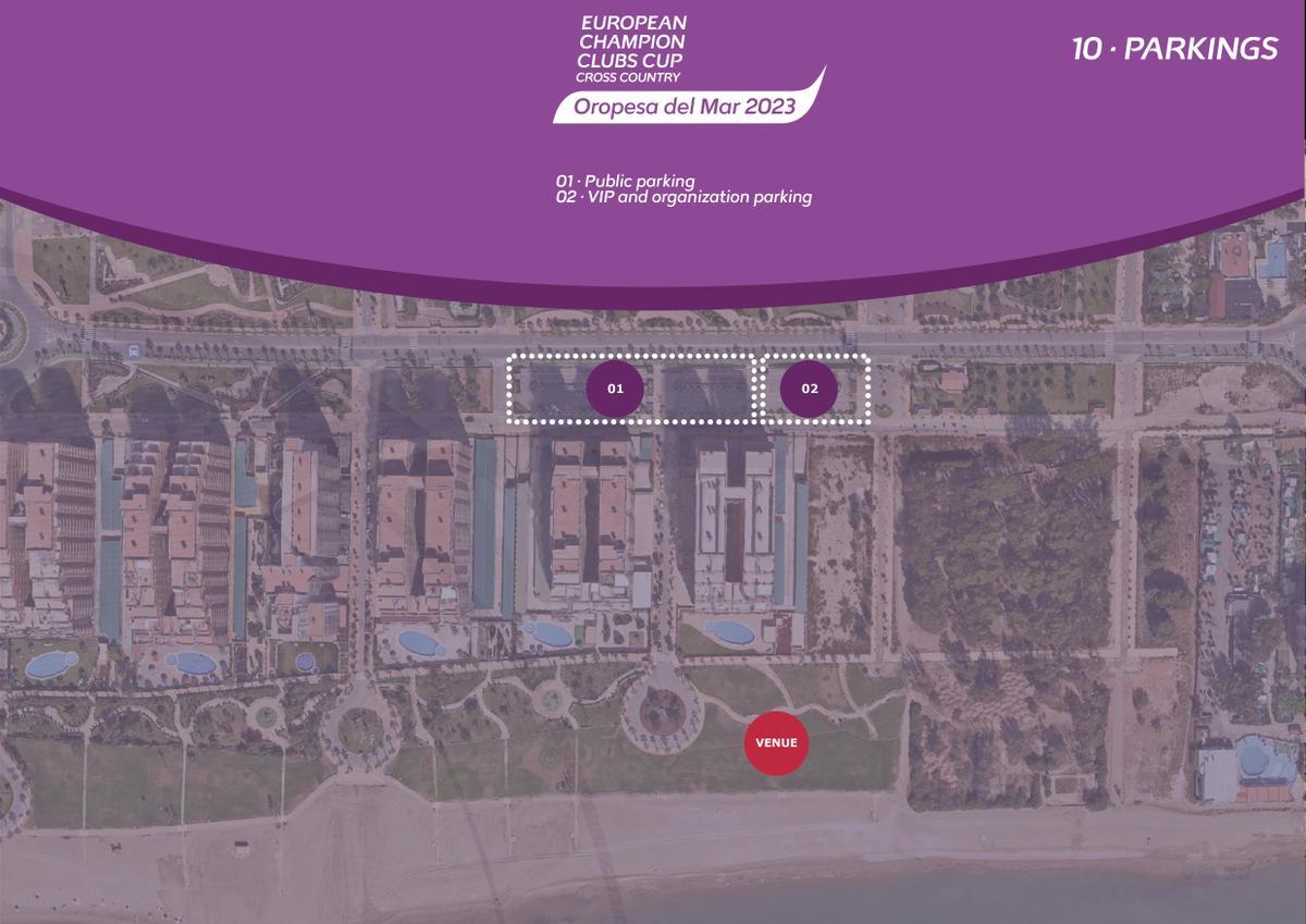 Mapa de aparcamientos del Europeo de cros por clubs.