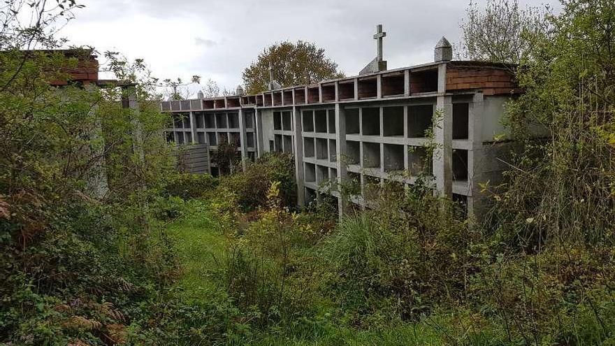 La maleza se ha adueñado de la parte del cementerio levantada en una parcela privada. // G.Núñez