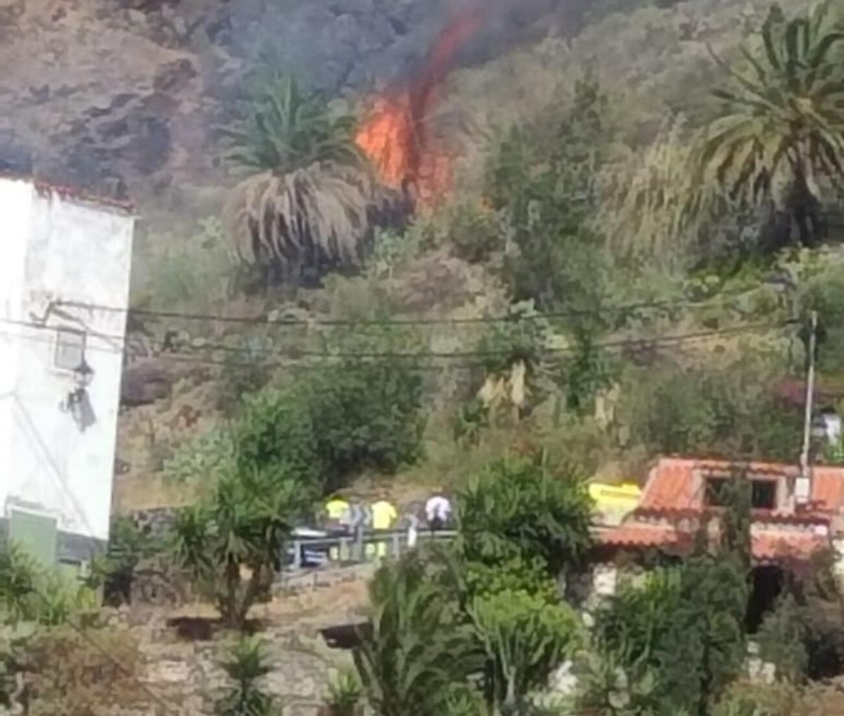 Conato de incendio desatado en el barranco de Fataga cerca de viviendas. Conato de incendio desatado en el barranco de Fataga cerca de viviendas.