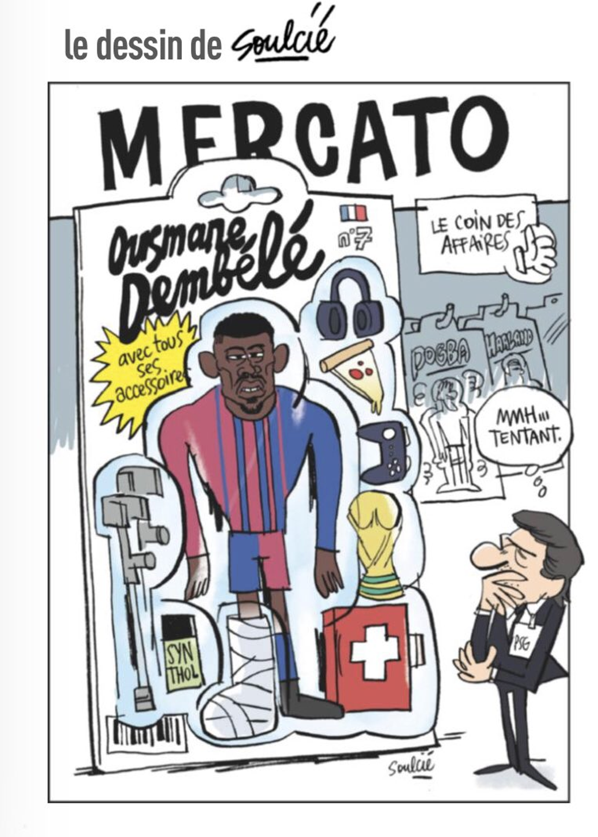 La caricatura del fichaje de Dembélé de l'Équipe
