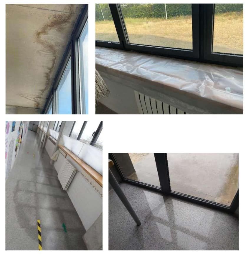 Goteras y defectos en el tejado del colegio.