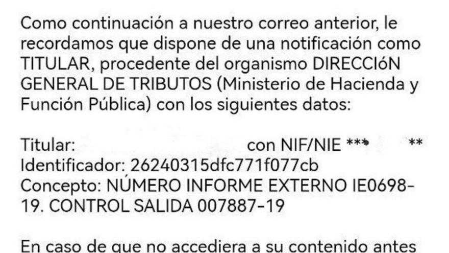 Una notificación de Hacienda muy realista, el fraude por ‘mail’ que prolifera esta Navidad