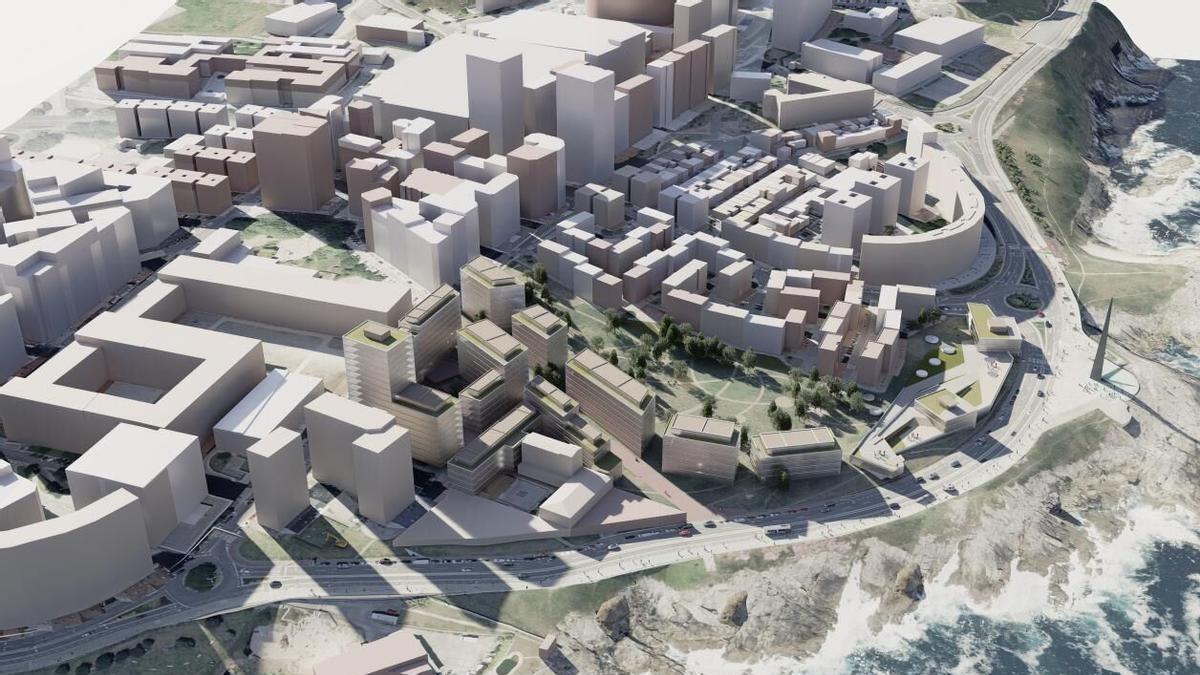 Alternativa de ordenación que propone 15 edificios que tienen entre 2 y 15 alturas