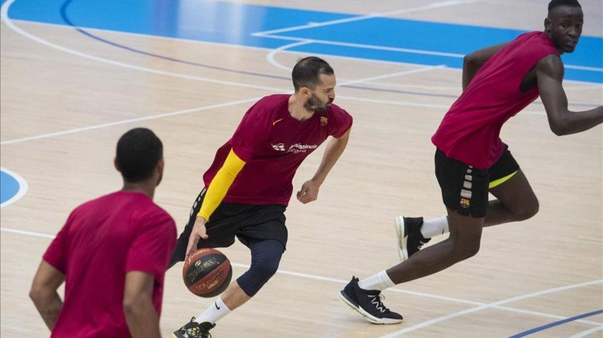 Ribas, en un reciente entrenamiento con el Barça