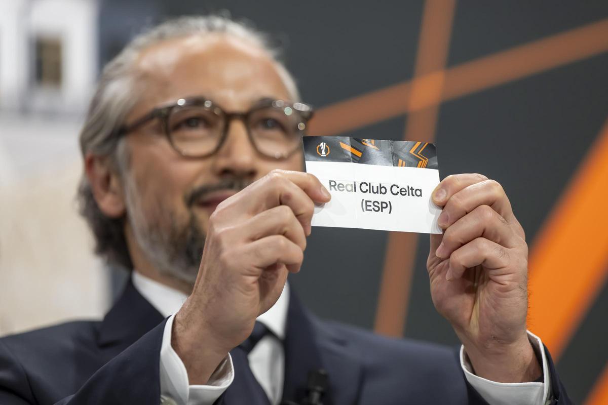 Sorteo de la Europa League que emparejó al Celta con el PAOK.