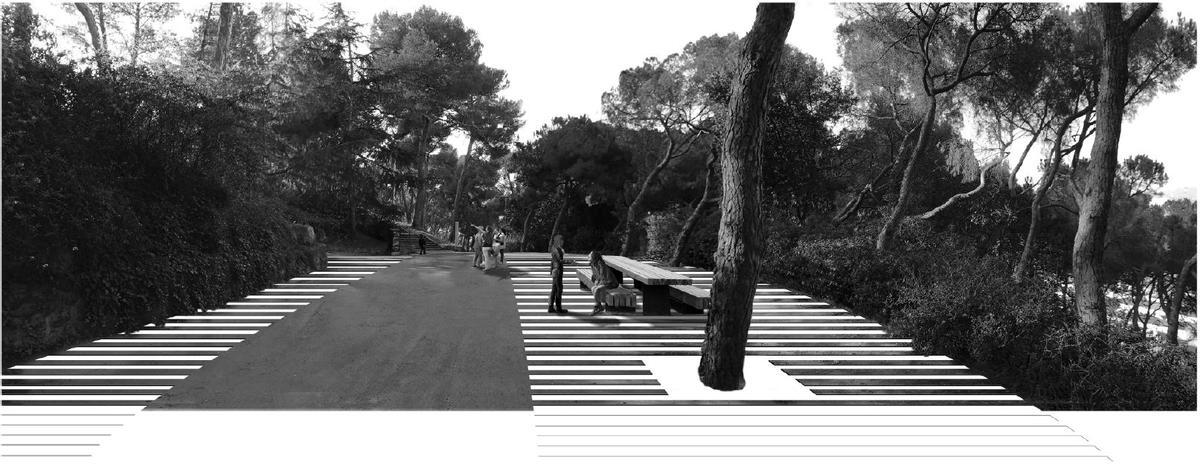 Render de las obras de mejora en el parque del Turó de la Peira Render de las obras de mejora en el parque del Turó de la Peira