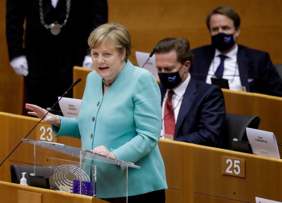 Ángela Merkel en el Parlamento Europeo