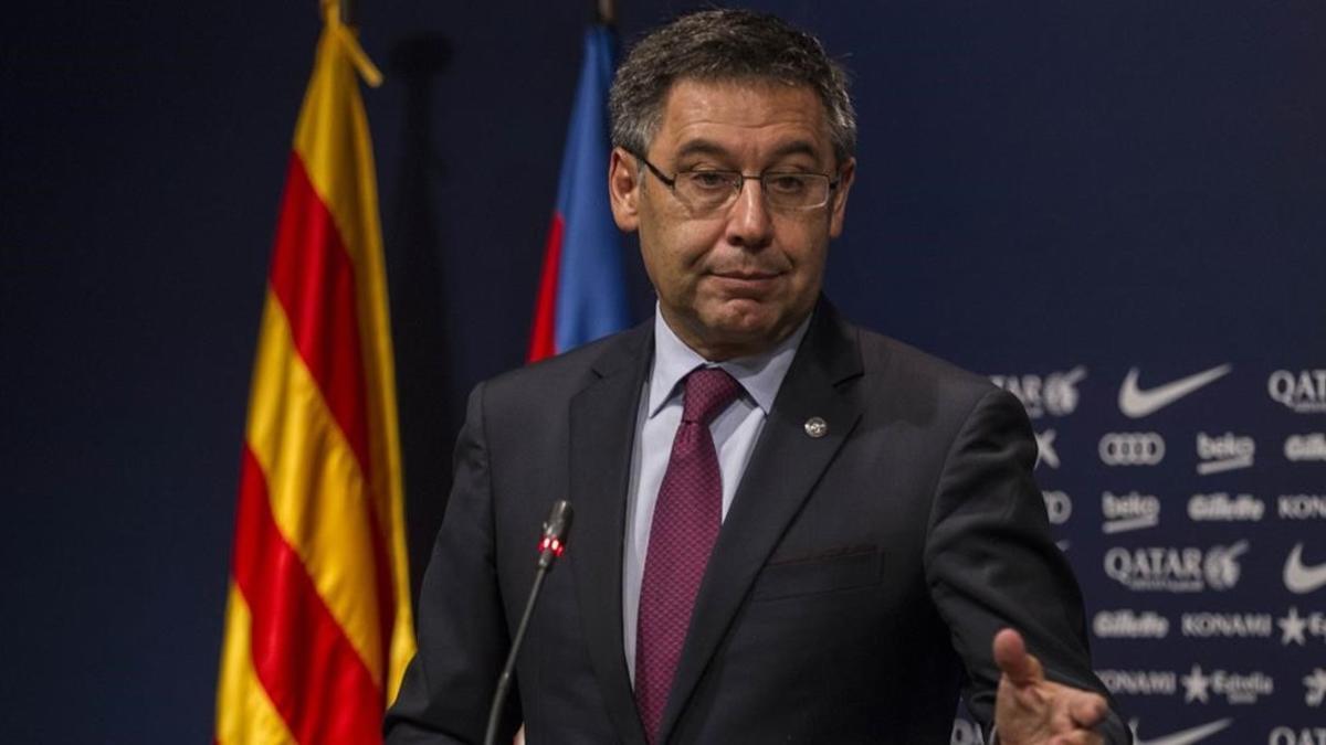 Bartomeu, en una rueda de prensa en el Camp Nou.