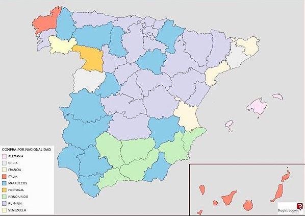 Nacionalidad extranjera mayoritaria por provincia