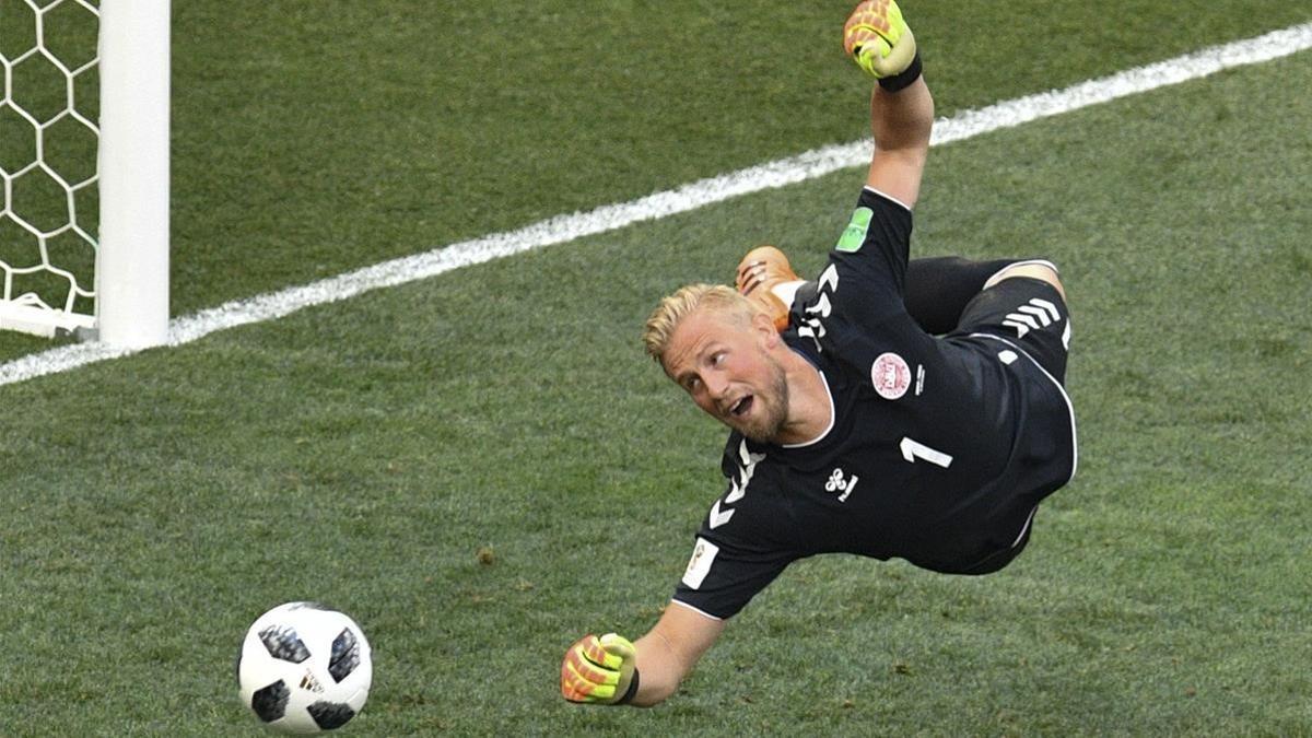 Kasper Schmeichel, en el partido contra Francia