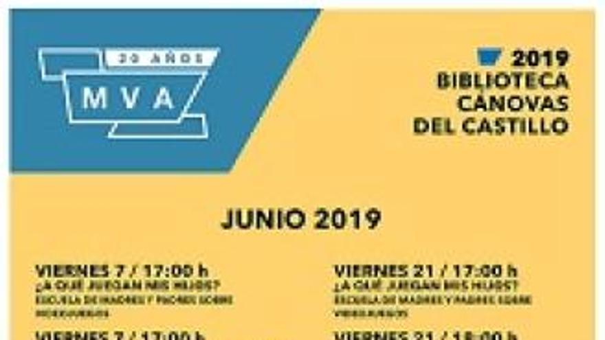 Cartel de los talleres de junio de la Biblioteca Cánovas del Castillo