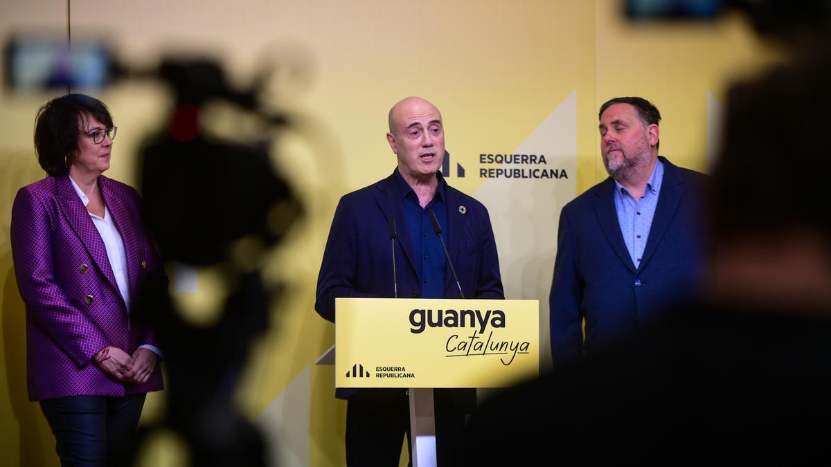 Diana Riba, Tomás Molina y Oriol Junqueras el martes pasado.