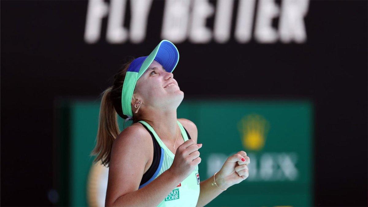 Kenin celebrando su histórico triunfo