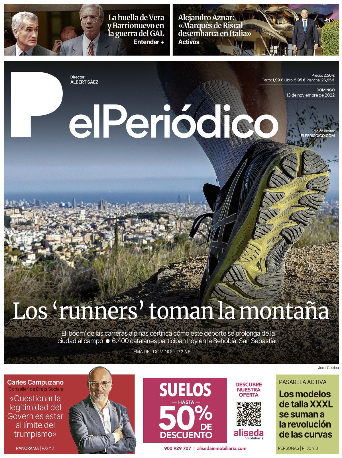 La portada d’EL PERIÓDICO del 13 de novembre del 2022