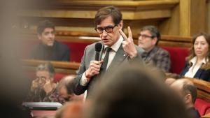 El president de la Generalitat, Salvador Illa, este miércoles en el Parlament
