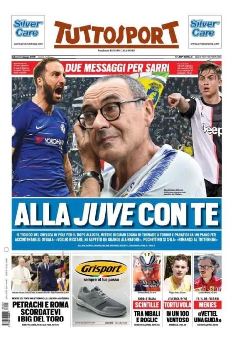 Portada TUTTOSPORT sábado 25 de mayo de 2019.