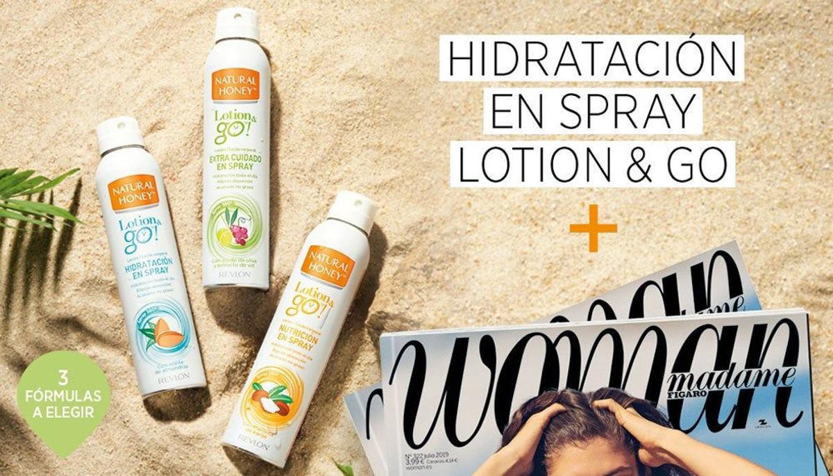 Solares Spray Lotion &amp; Go de Natural Honey de regalo con la revista Woman de julio