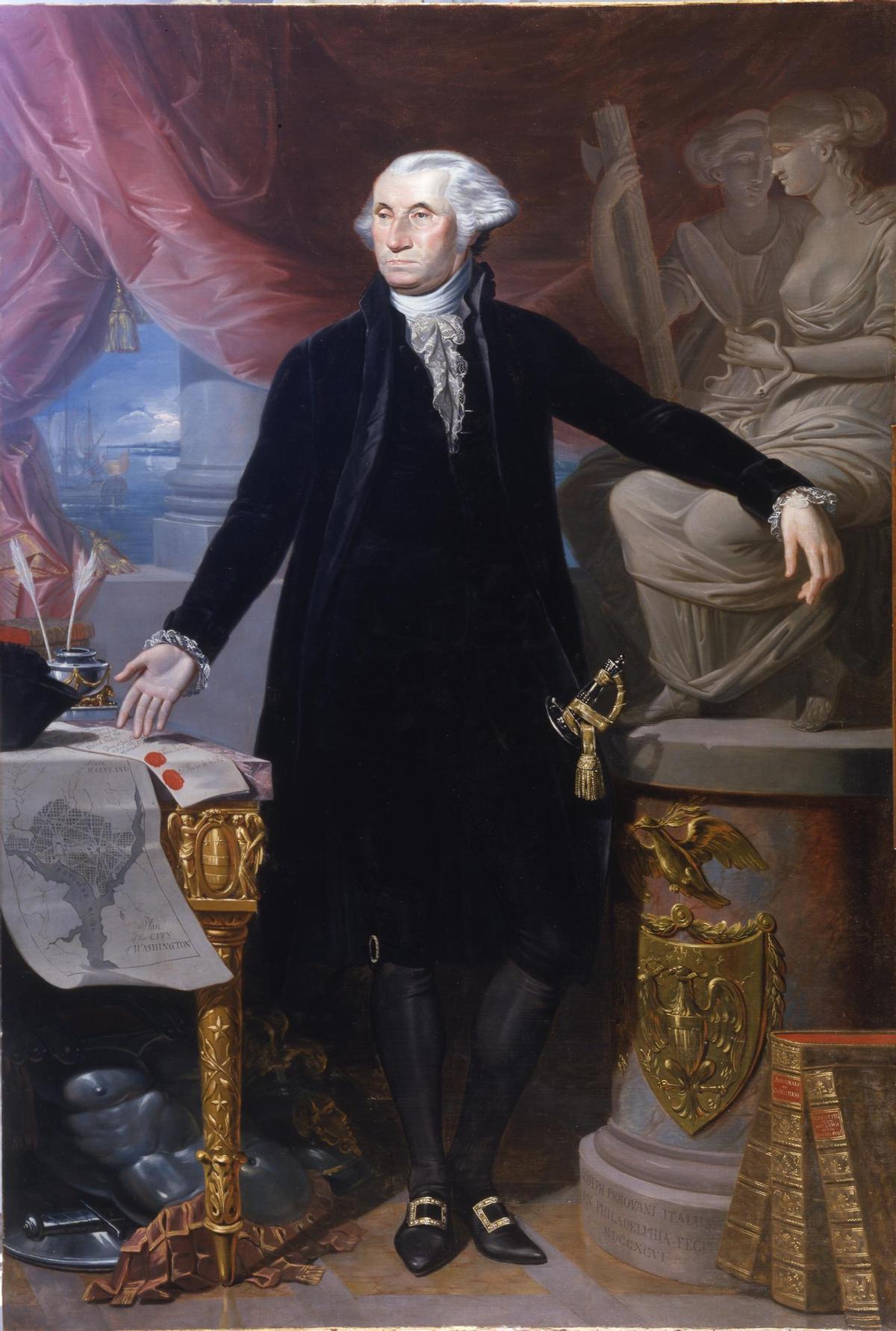 El cuadro George Washington que pintó Josef Perovani, al completo.