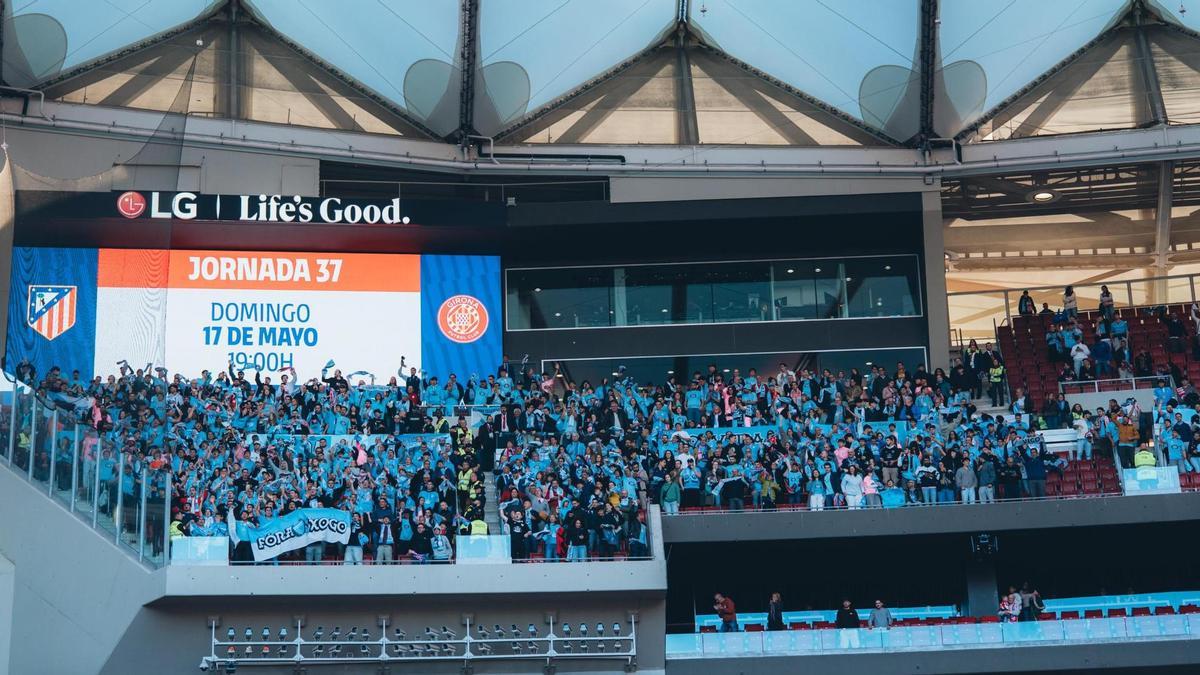 Afición del Celta en el Metropolitano el pasado fin de semana en el partido contra el Atlético de Madrid