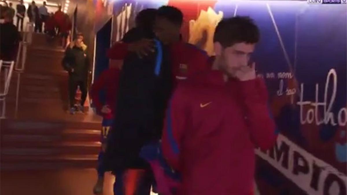 LALIGA | Piqué deseó suerte a Yerry Mina antes de saltar al campo