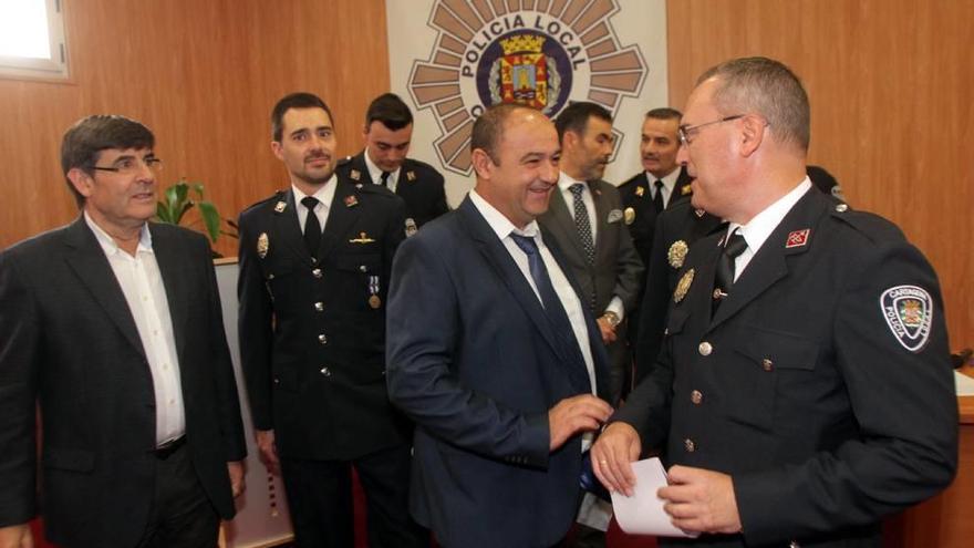 Los agentes municipales, ayer, durante la celebración de su Patrón.