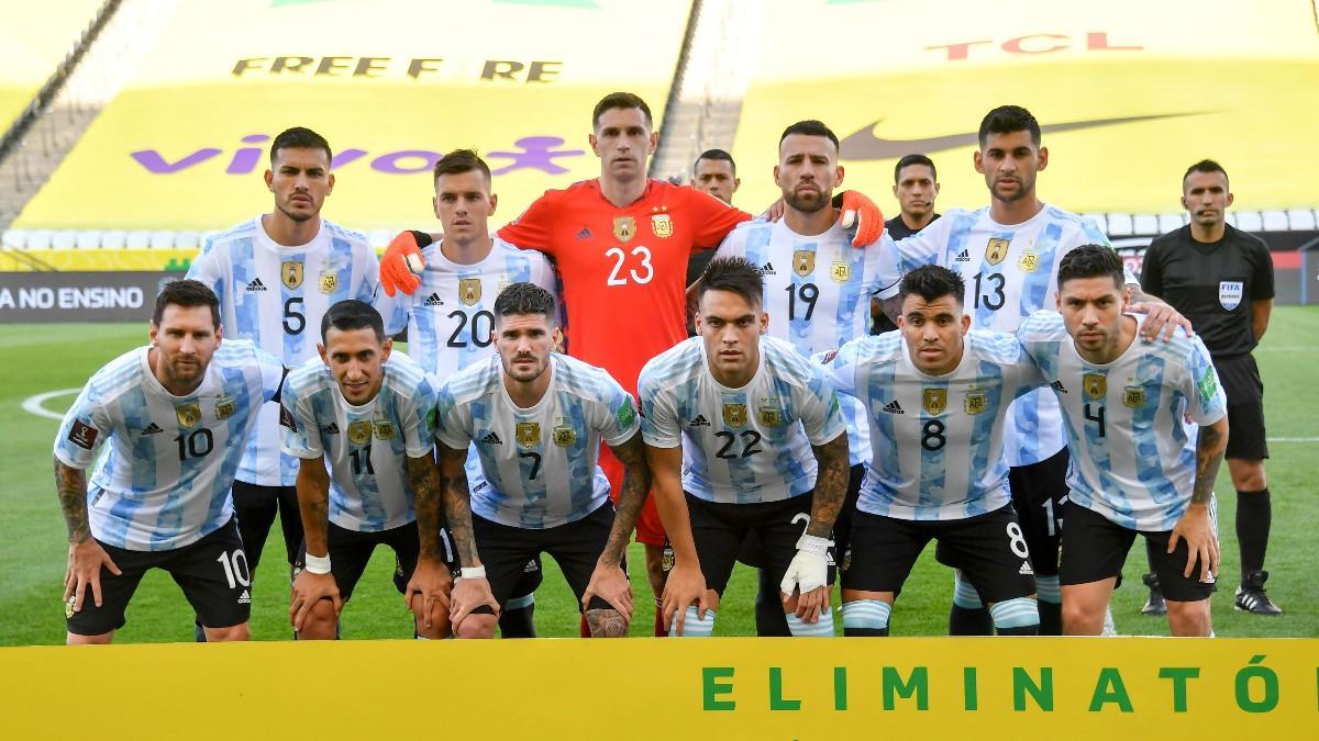 Los jugadores de la selección de Argentina, antes de un partido