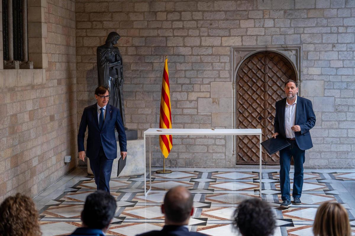 Salvador Illa y Oriol Junqueras sellan el pacto de presupuestos y consolidan la legislatura