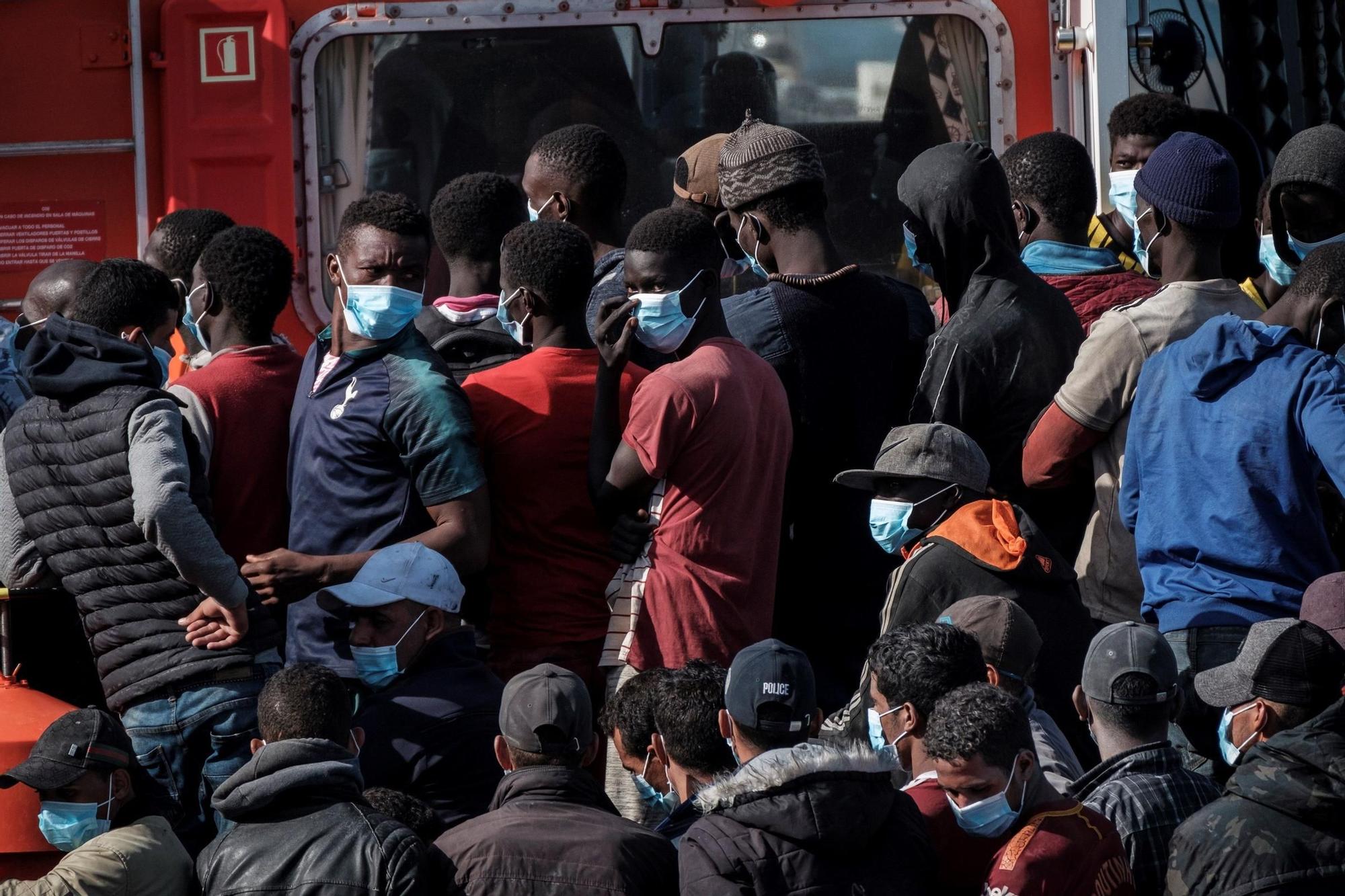 Llegada de migrantes a Arguineguín