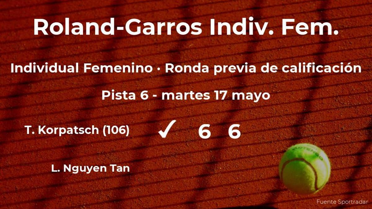 La tenista Tamara Korpatsch pasa de ronda de Roland-Garros